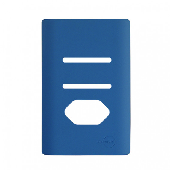 Placa p/ 2 Interruptores + Tomada 4x2 - Novara Azul Fosco